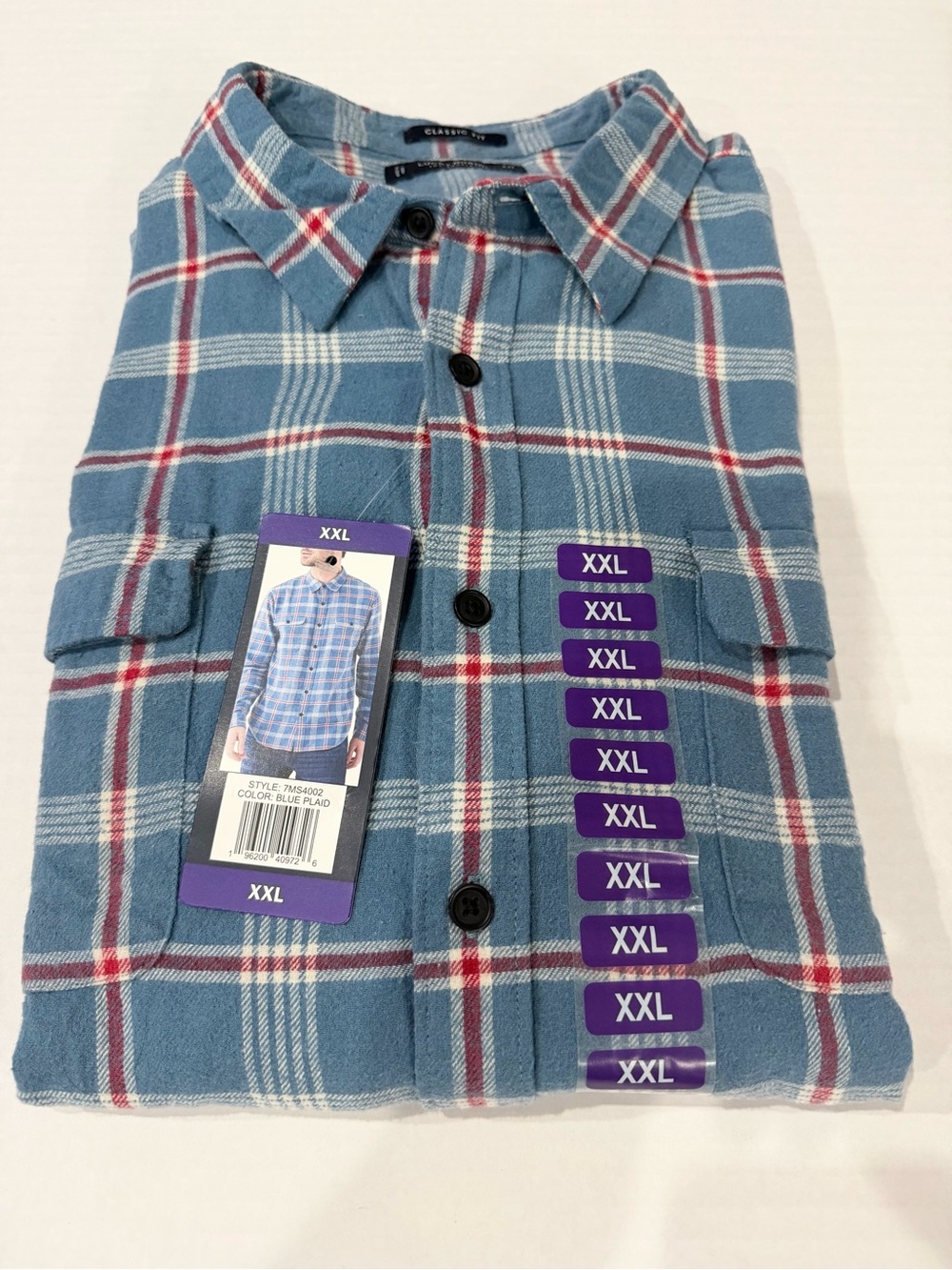 Lucky Brand Classic Fit Blue Plaid Flannel Long Sleeve Shirt - XXL